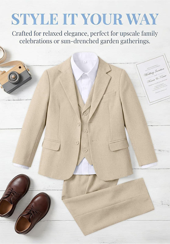 Boys linen 3 piece suit