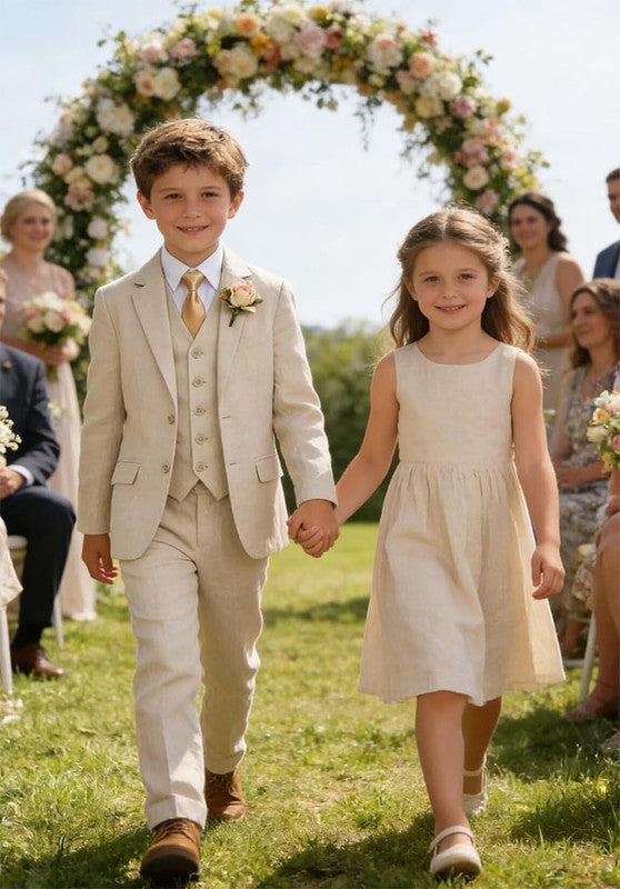 Boys linen 3 piece suit
