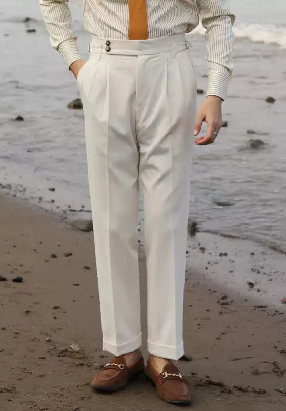 Men's Ivory Formal Trousers £¬ Front View (Slim Fit)