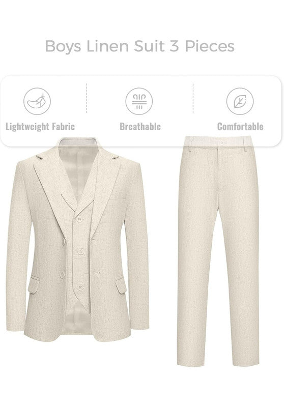 Boys linen 3 piece suit