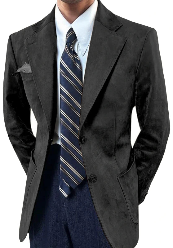 Men?¡¥s black suit jacket front view