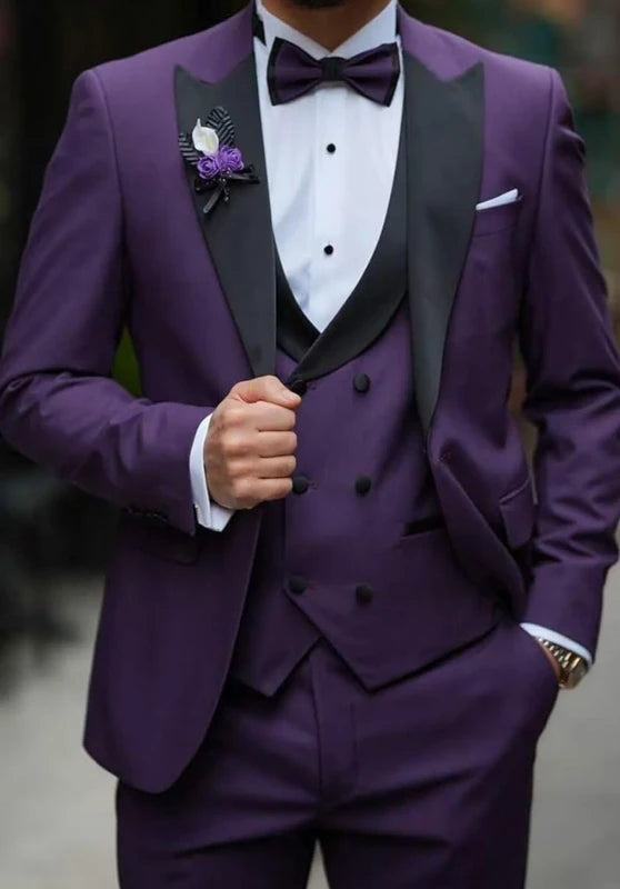 Classic Brown Men's Formal Suit Jacket and Pants