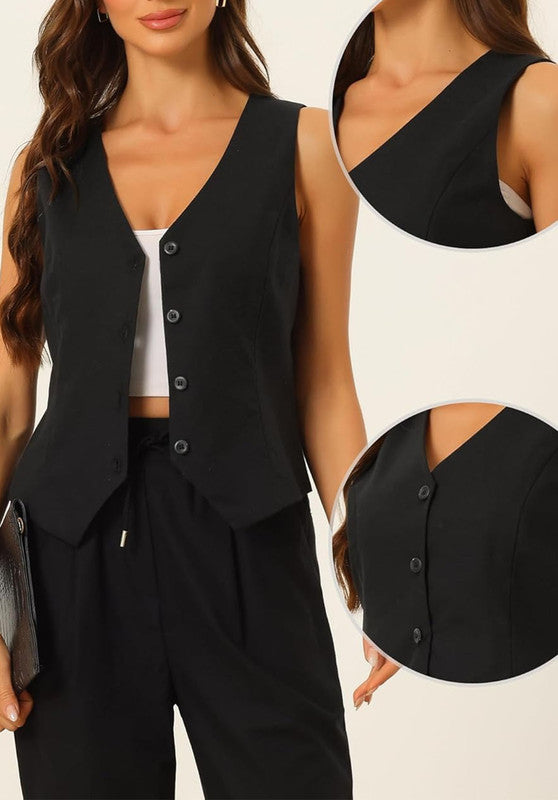 White Women's Linen Vest Casual Style, Layered Outfit
