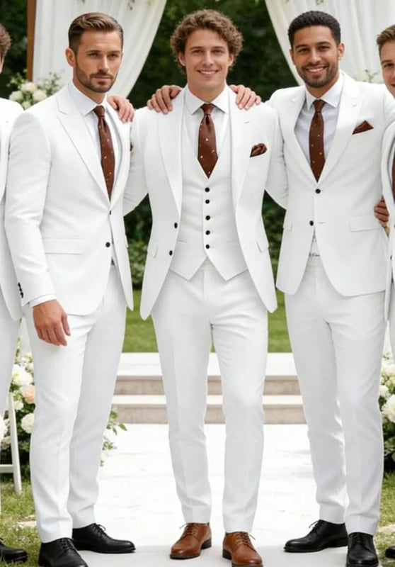 White Groomsmen Suits for Wedding Ceremony