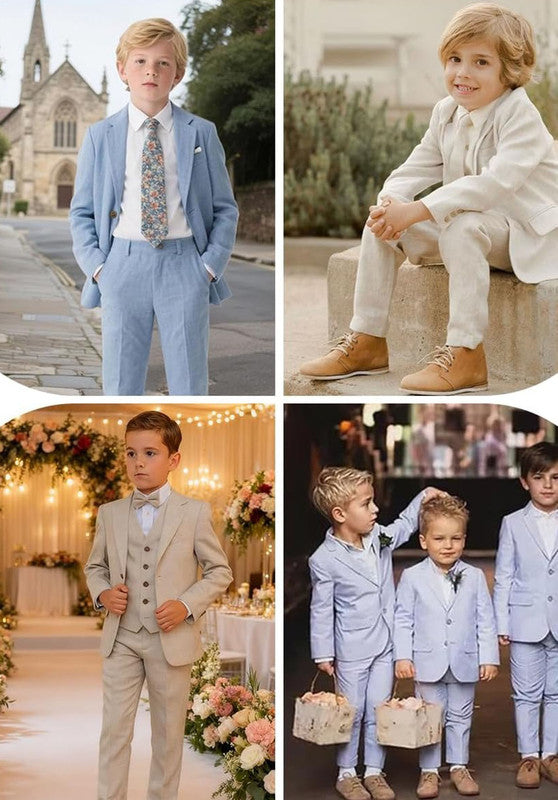 Boys linen 3 piece suit