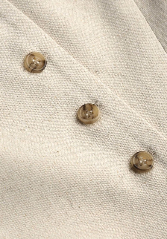Khaki Linen Vest Fabric Detail