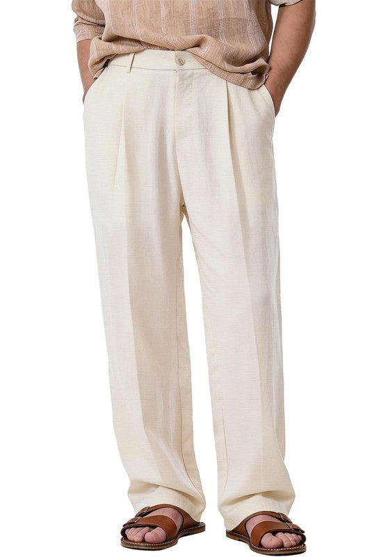 Men Linen Pants Beige