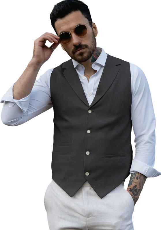 Black-Men's Linen Vest