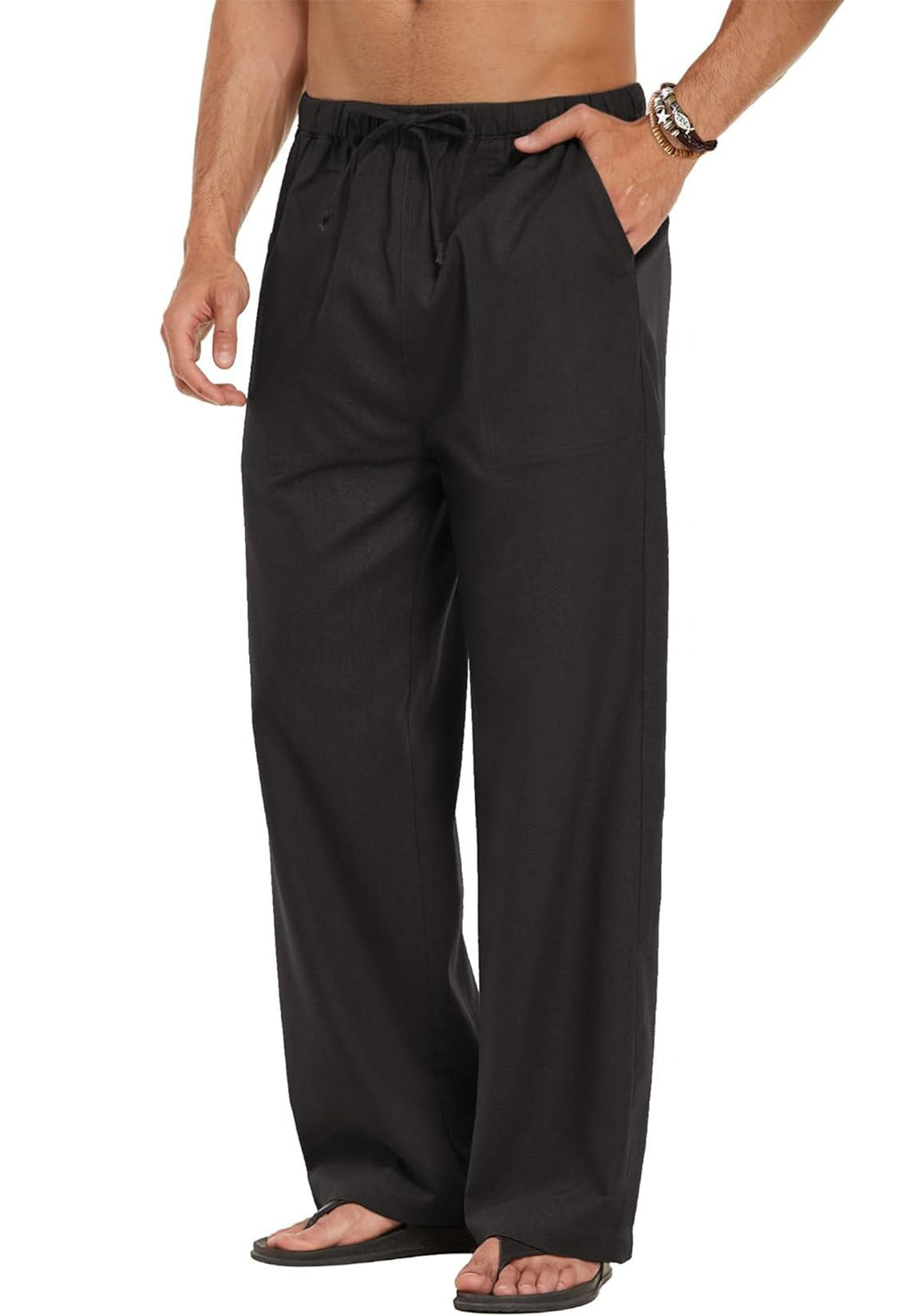 Men Linen Pants Black