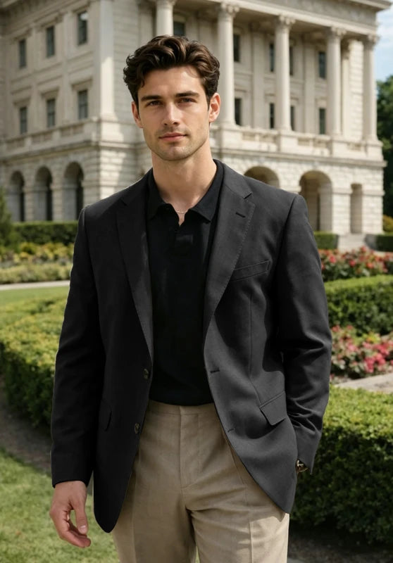Men's Black Linen Blazer Jacket