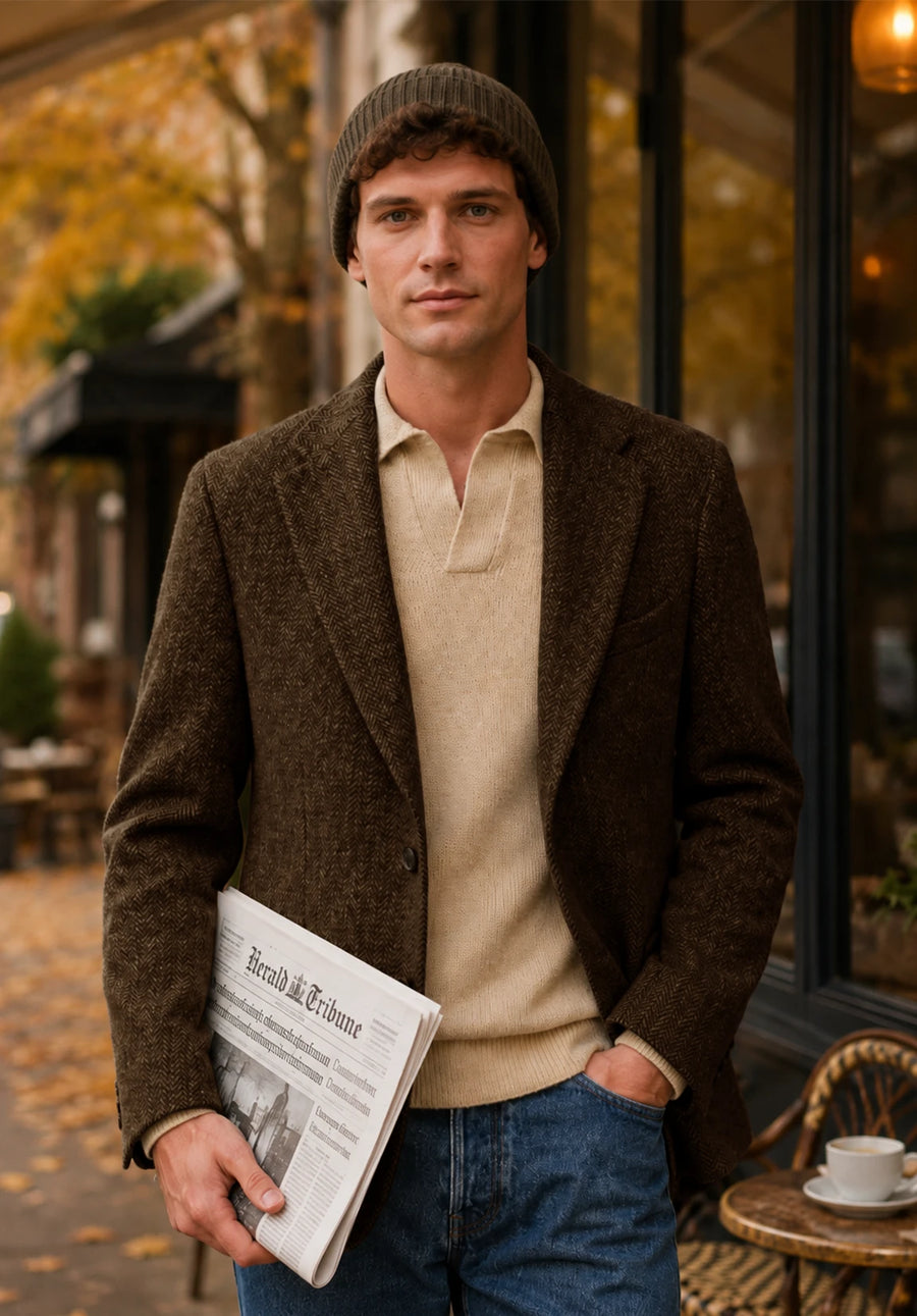 Men's brown herringbone jacket