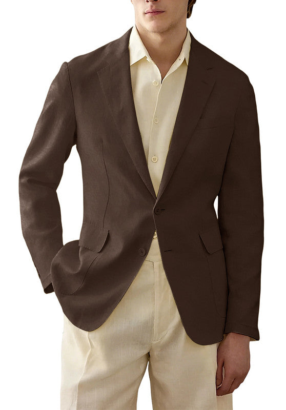 Men's Brown Linen Blazer Jacket