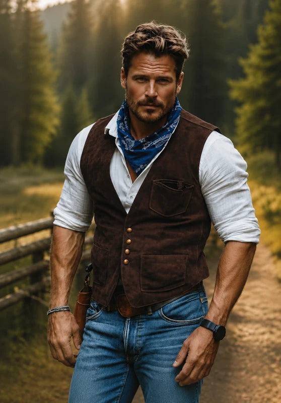 Men's brown suede vest