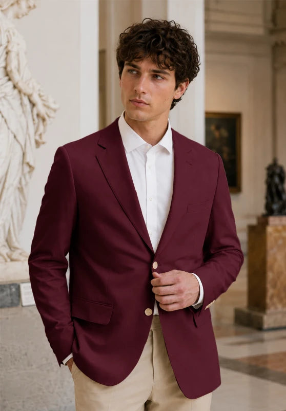 Men's Burgundy Blazer Jacket