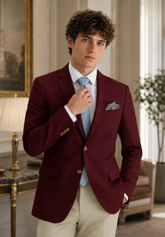 Men's Burgundy Blazer Jacket