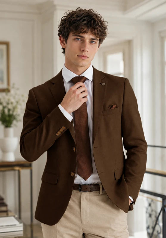 Men's Brown Linen Blazer Jacket