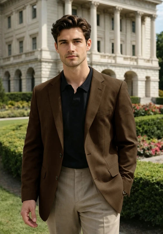 Men's Brown Linen Blazer Jacket