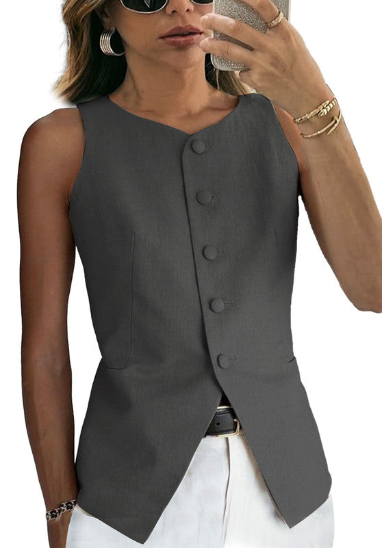 Dark Grey Women's Linen Vest