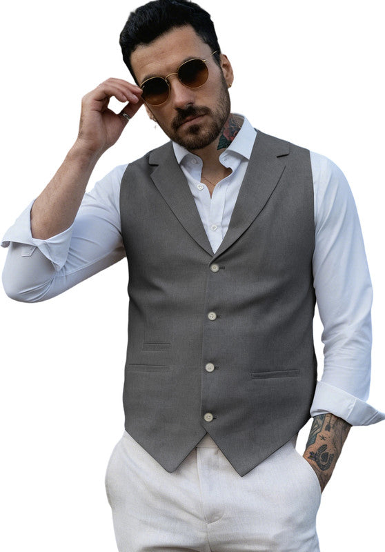 Dark Grey-Men's Linen Vest