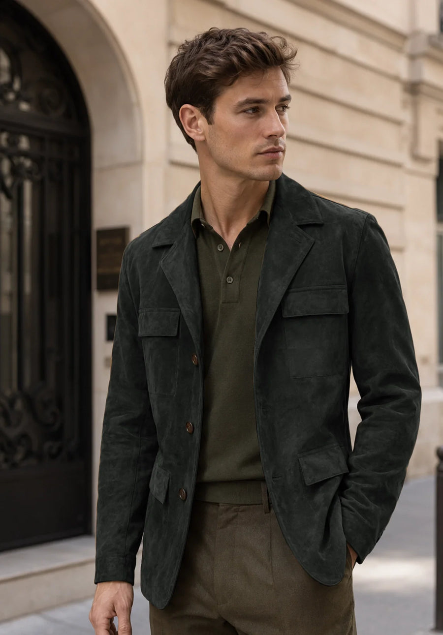 Men's dark gray suede jacket