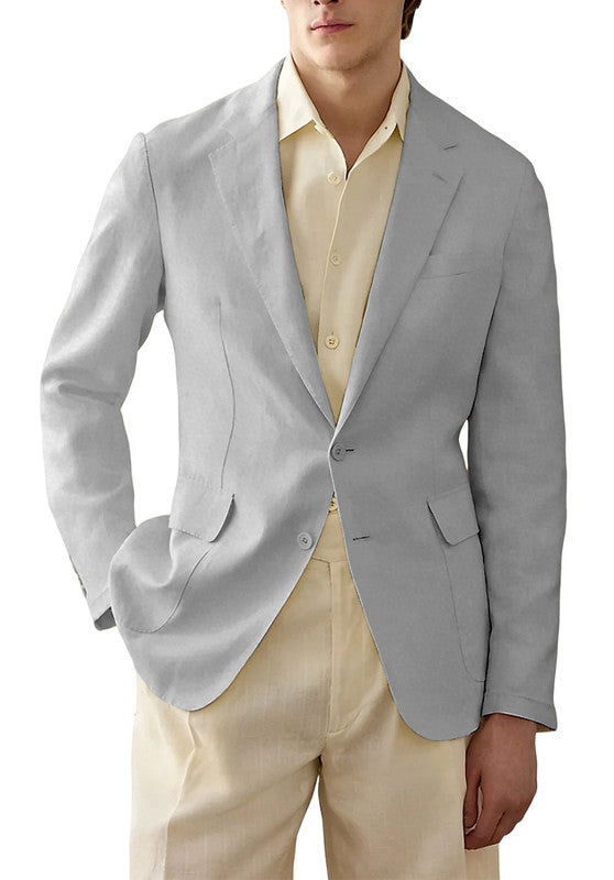 Men's Grey Linen Blazer Jacket