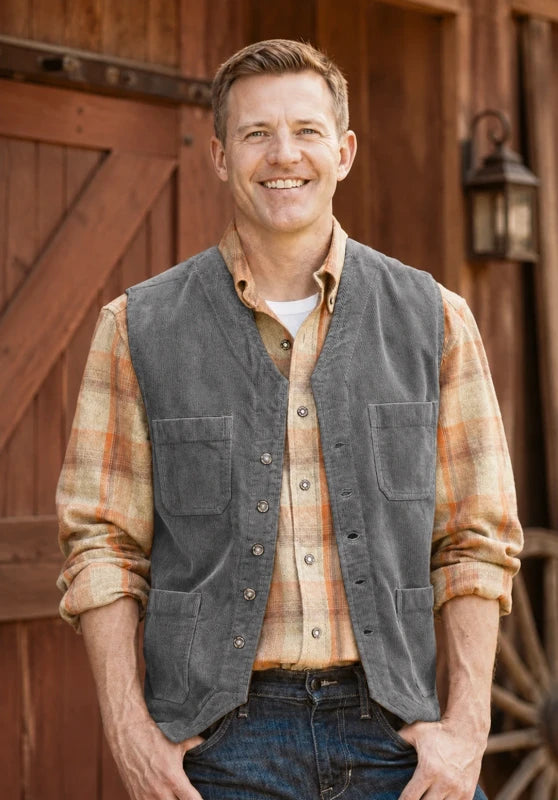 Men's gray corduroy vest