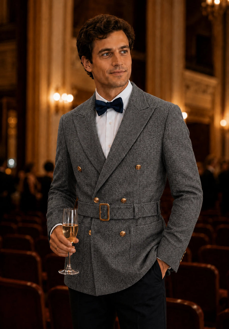 Men's gray herringbone jacket