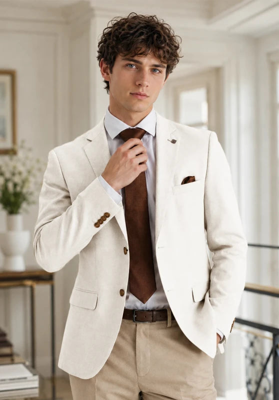 Men's Ivory Linen Blazer Jacket