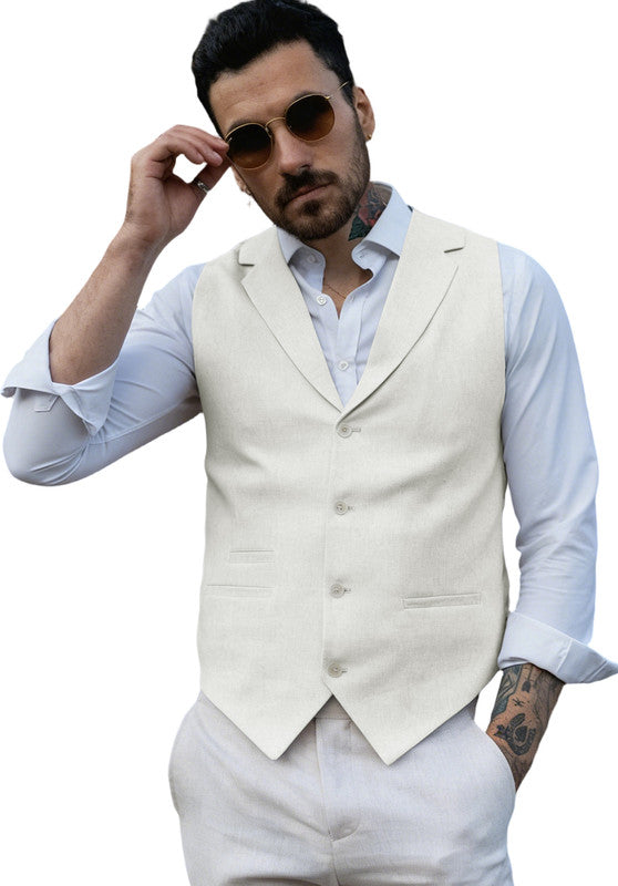 Ivory-Men's Linen Vest