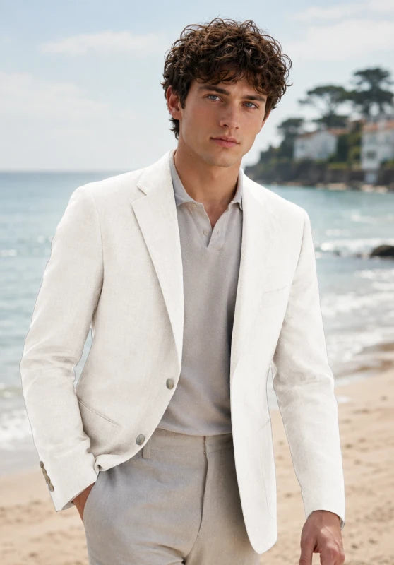 Men's Ivory Linen Blazer Jacket