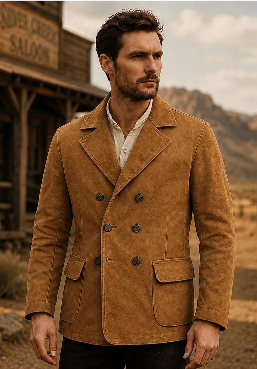 Men's khaki suede jacket