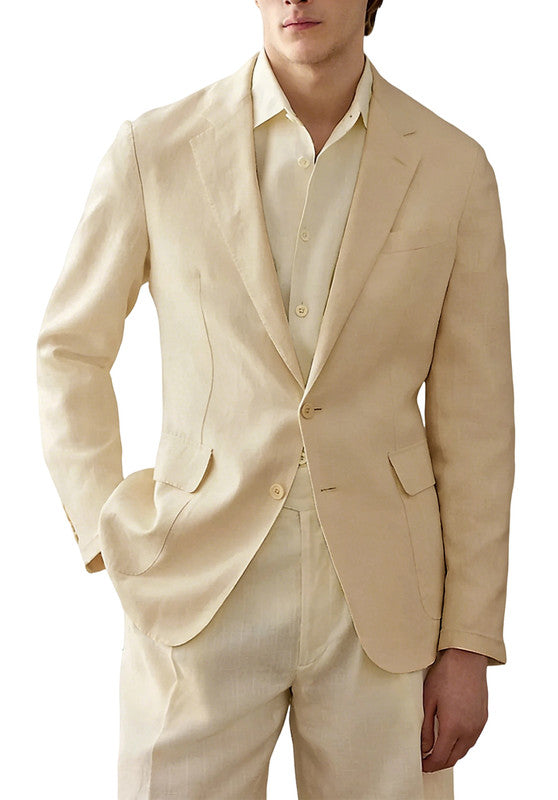 Men's Khaki Linen Blazer Jacket