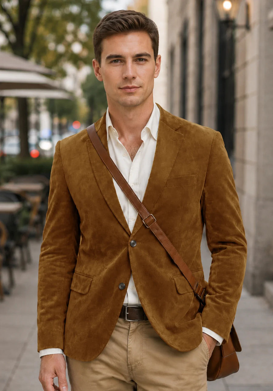 Men's khaki suede jacket