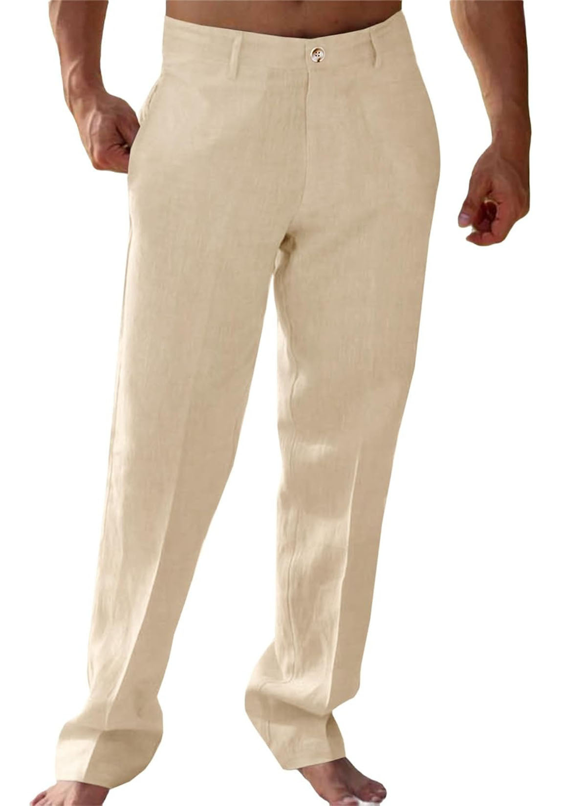 Men Linen Pants Khaki