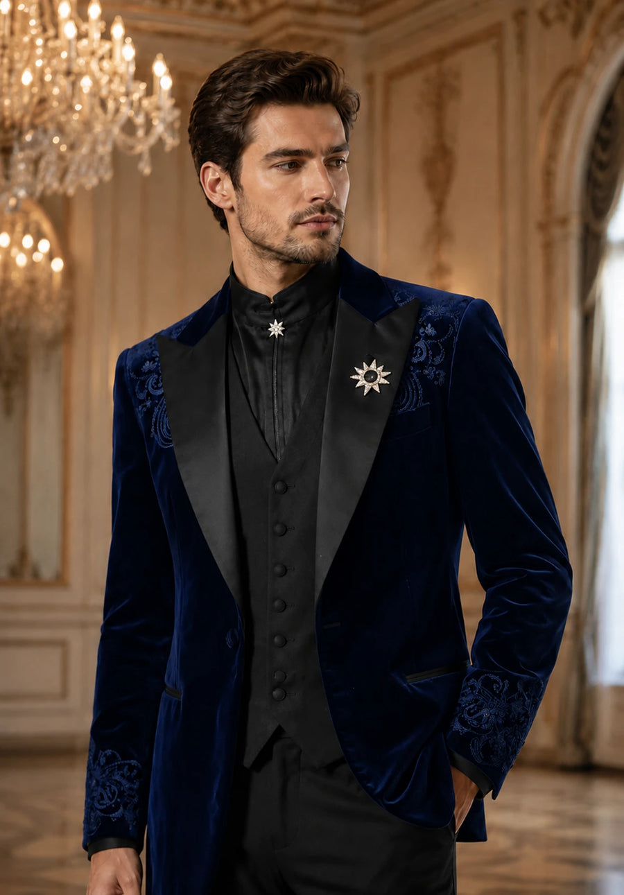 Men's navy velvet jacket