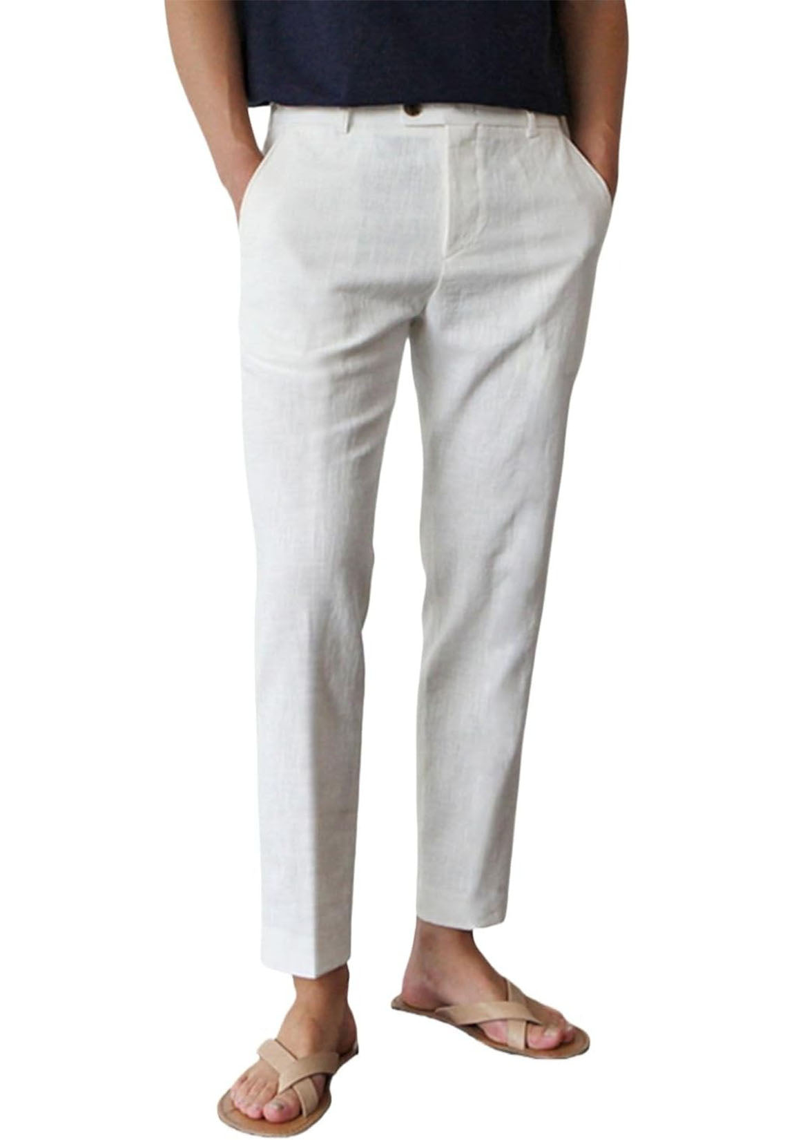 Men Linen Pants White