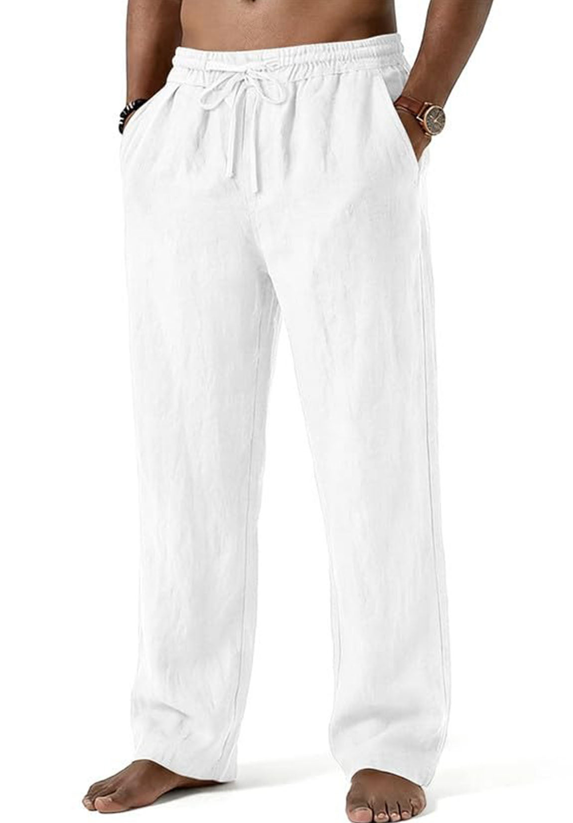 Men Linen Pants White