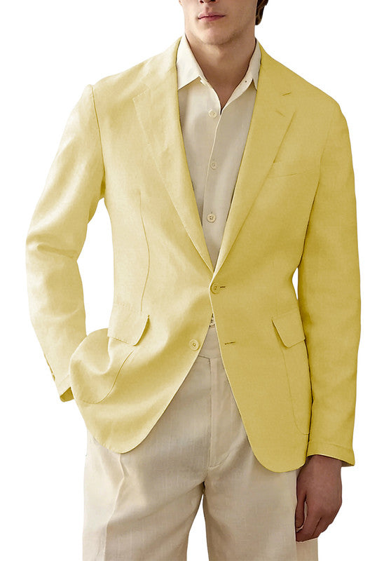 Men's Yellow Linen Blazer Jacket