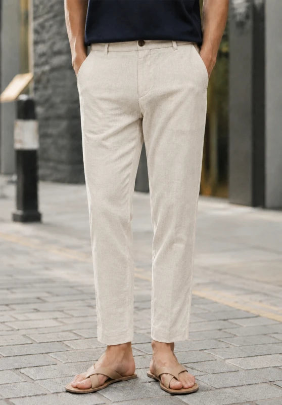 Men Linen Pants Beige