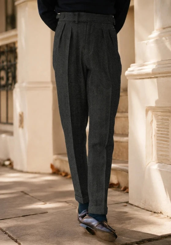 Men's black tweed pants