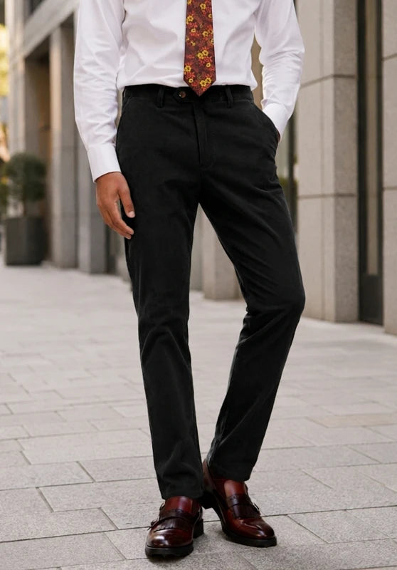 Men's black corduroy suit pants