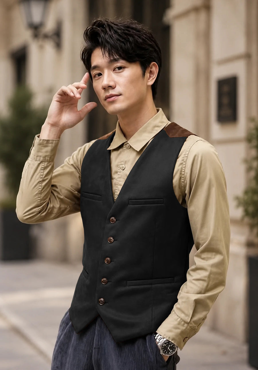 Men's black suede vest