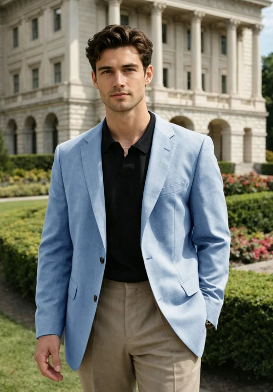 Men's Blue Linen Blazer Jacket