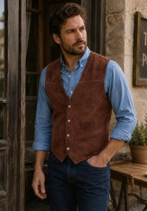 Men's brown suede vest
