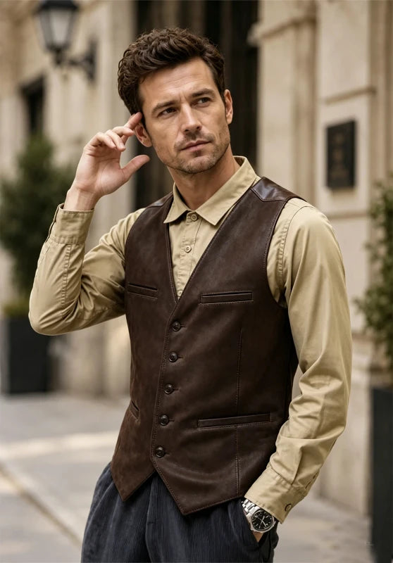 Men's brown suede vest