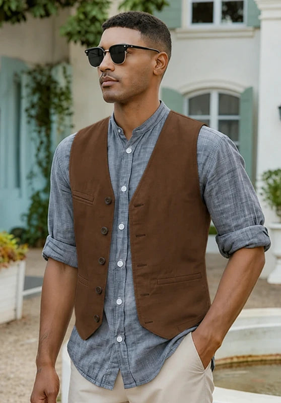 Men's suit vest Brown