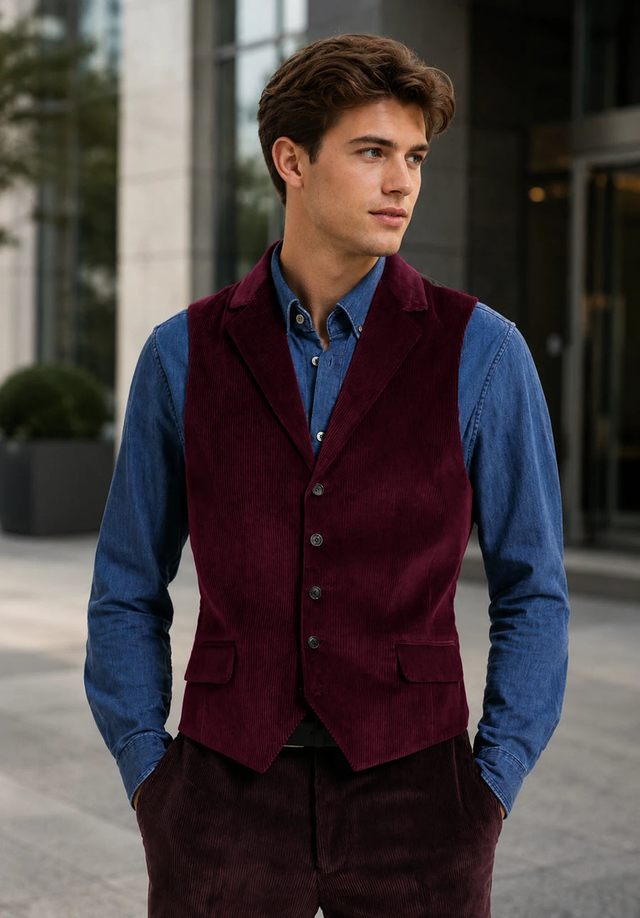 Men's burgundy vest