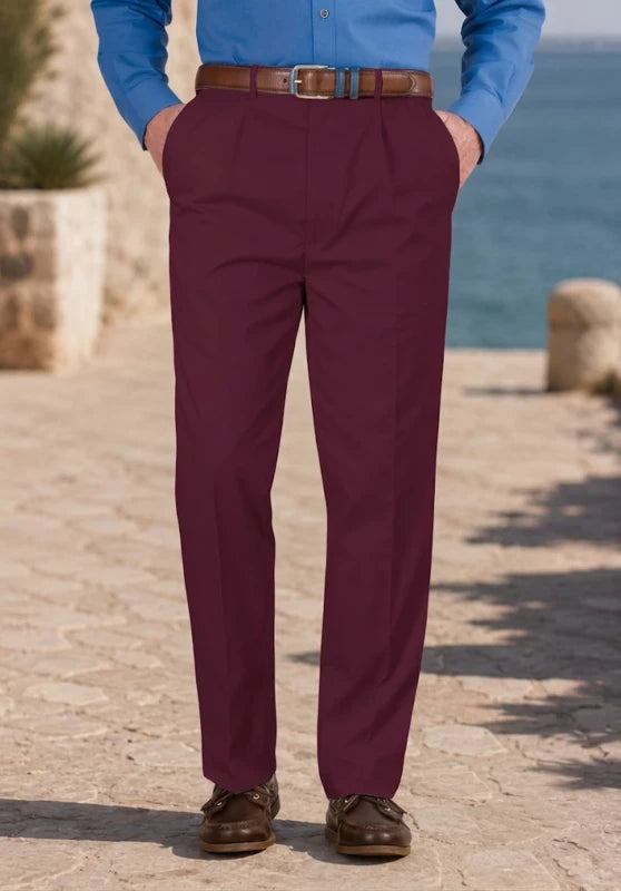 men burgundy dress pants