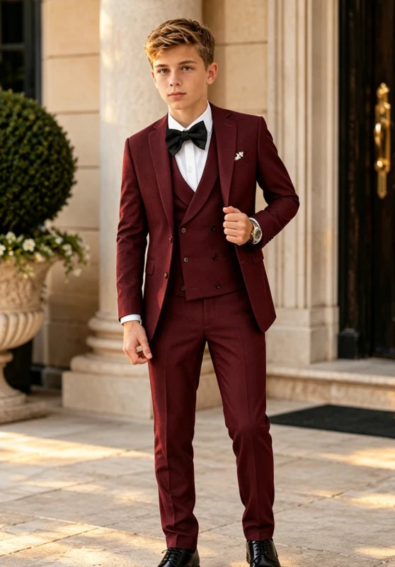 boy Burgundy 3 piece suit