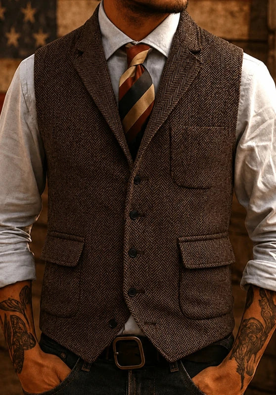 Men's brown tweed vest
